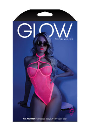 All Nighter Harness Bodysuit - Small/medium - Neon Pink